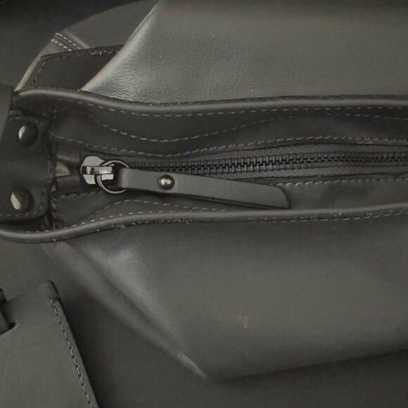 Lacucci Gray Leather Shoulder Bag Purse With Yellow & Snake Print Strap - Picture 7 of 10